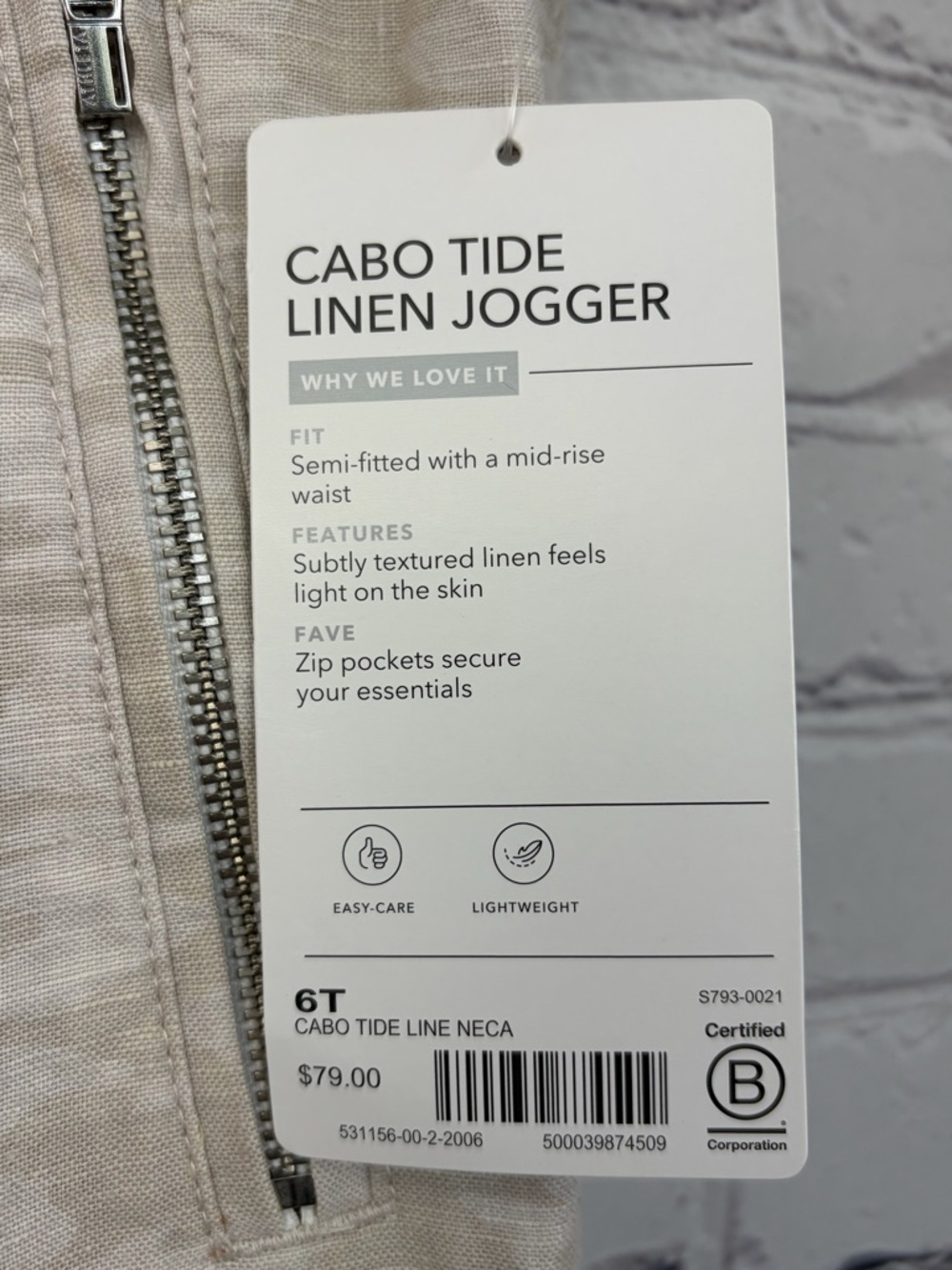 NWT Athleta Cabo Tide Linen Jogger Neutral Camo Sz 6 Tall - Picture 6 of 15